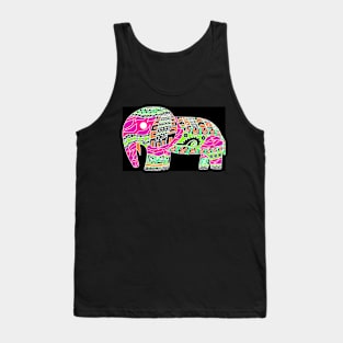 mayan safari elephant in kawaii aesthetic glitch pattern Tank Top